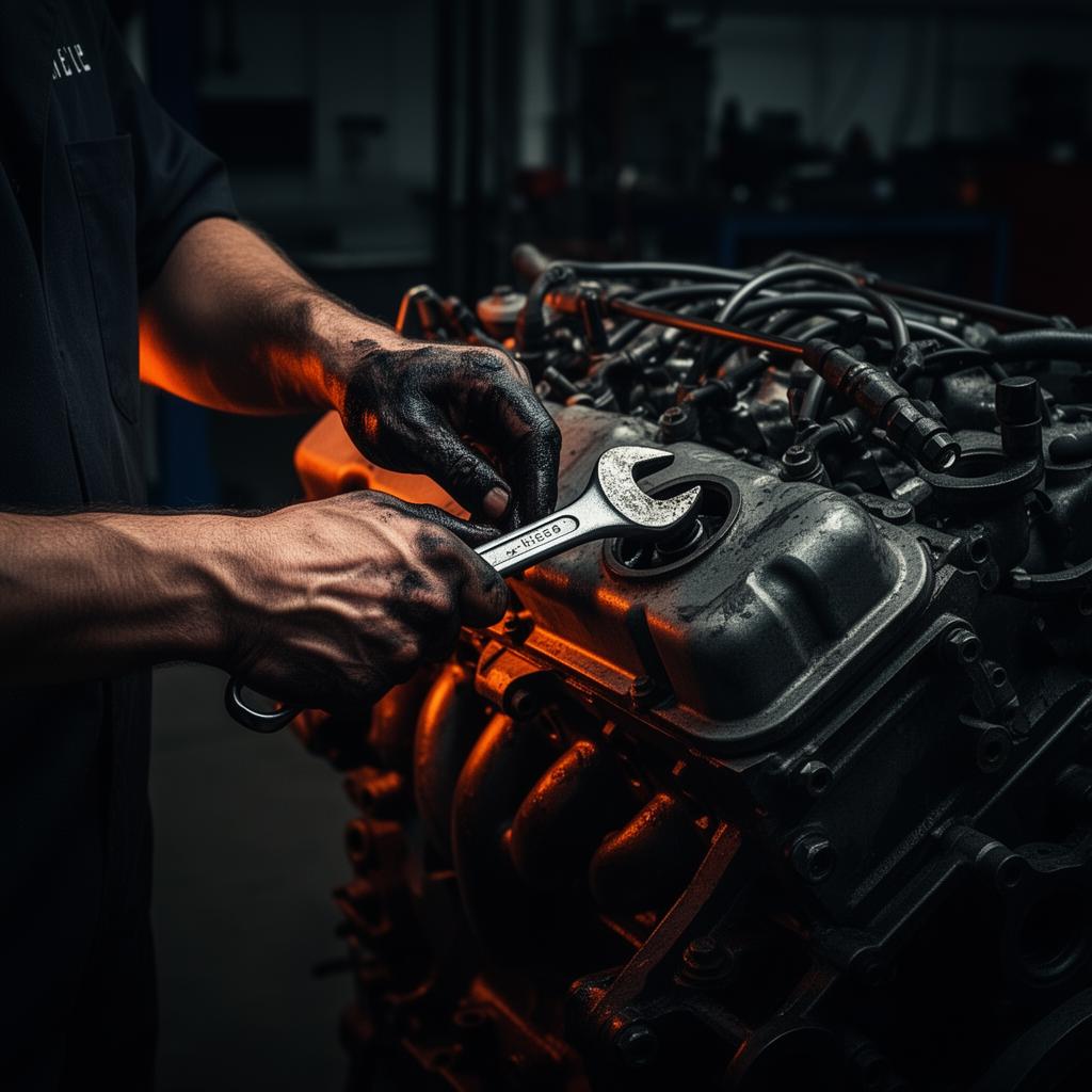 Diesel mechanic at work